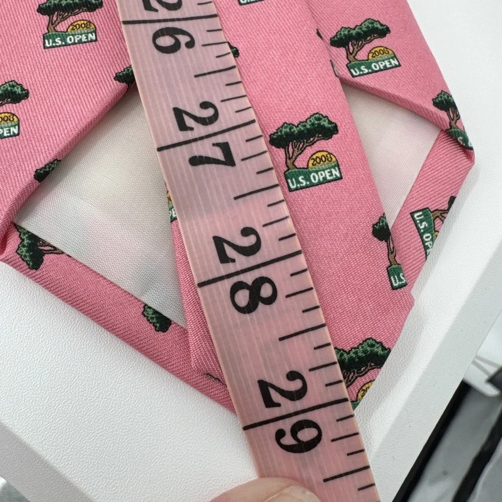 Vineyard Vines Silk Neck Tie Men's Pink 2008 US Open Golf Novelty Print USA Made